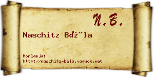Naschitz Béla névjegykártya